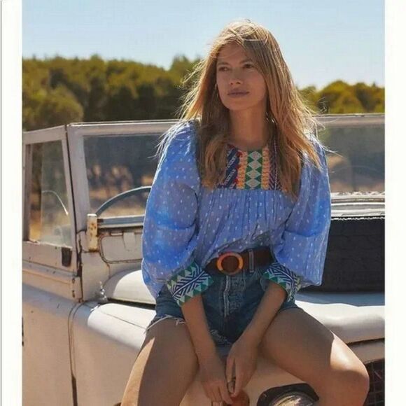 Anthropologie Verb Pallavi Singhee Rhapsody Embroidered Blouse - Picture 1 of 14